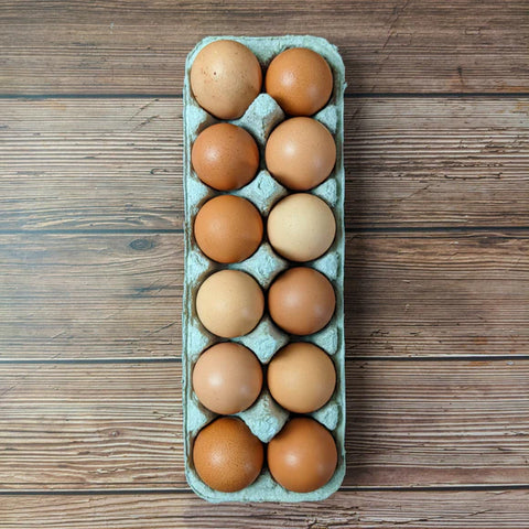 Fresh pasture-raised eggs with rich yolks from Sandys Way Microfarm